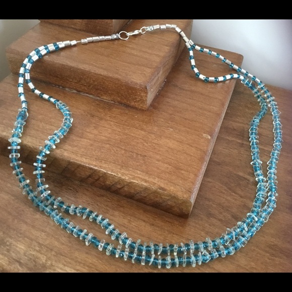 Faceted Blue Topaz And Amethyst Necklace - Picture 3 of 4